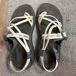 Grey & white chacos